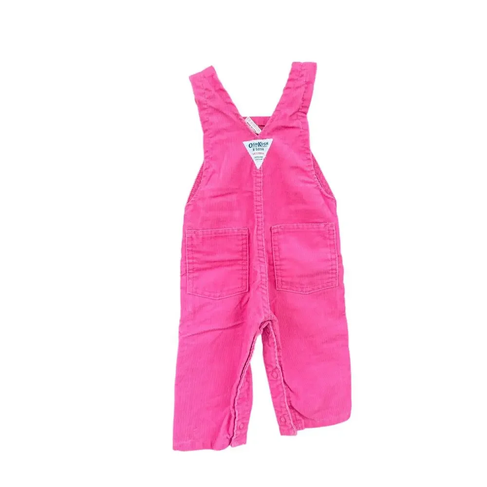 VINTAGE OshKosh Bgosh Pink Corduroy Overalls 6M USA Made